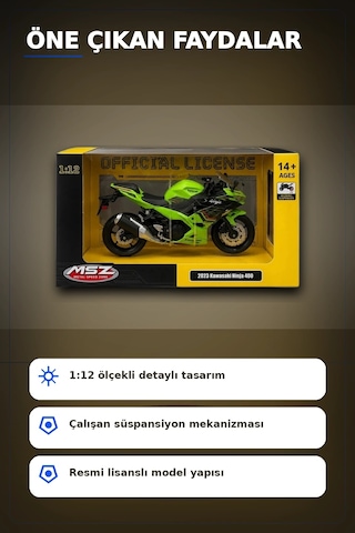 Detaylı 1/12 2023 Kawasaki Ninja 400 Motosiklet - Koleksiyonluk Tekli Paket Bx-313415