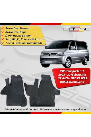Vw Trasnporter T5 Paspas Araca Özel 2003 - 2015 Arası İçin Derin Havuzlu Paspas Bosse North Serisi