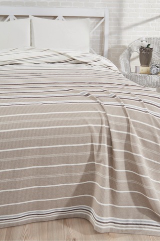 100% Pamuklu Krem Lastikli Çarşaflı Pike Takımı 200x230 Krem