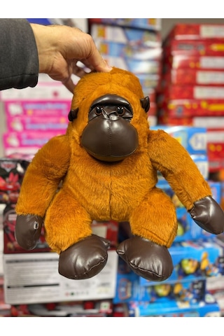 Kahverengi Peluş Goril Oyuncak Deri Detaylı Peluş Kahverengi