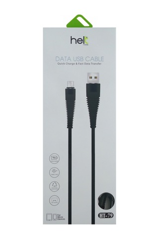 Helt HT-79 İp Örgü 100 CM Micro Şarj Ve Data Kablosu Siyah
