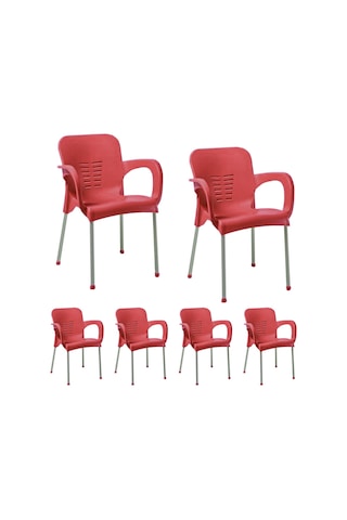 Hesaplimagazam 6 Adet Metal Ayaklı Plastik Sandalye