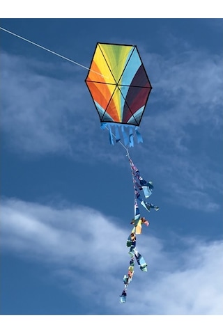 Kumaş Çerçeveli Altıgen Uçurtma - Rengarenk