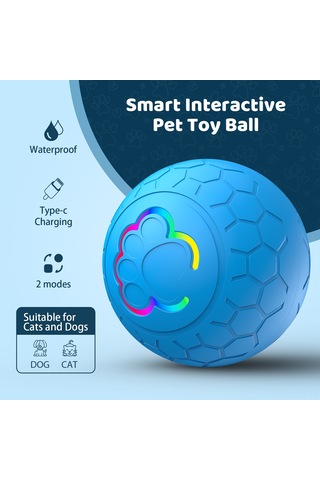 Geekyou Evcil Hayvanlar İçin Akıllı Işıklı Zıplayıcı Top - Sarı, Ip54 Su Geçirmez, 4 Saat Çalışma Süresi, Abs+tpu Malzeme