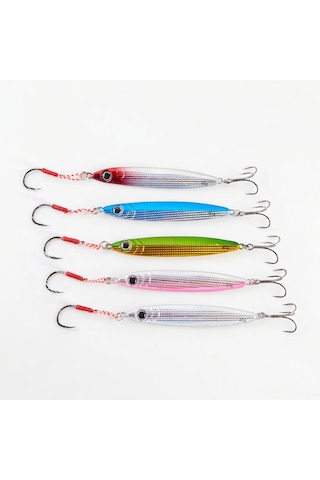 Tenfowee 40g Ultra Uzun Atış Demir Plaka Yem Seti, 5 Adet Renkli Luya Yemi, 3d Balık Gözü, Yüksek Dayanıklı Karbon Çelik, Deniz Balıkçılığı İçin