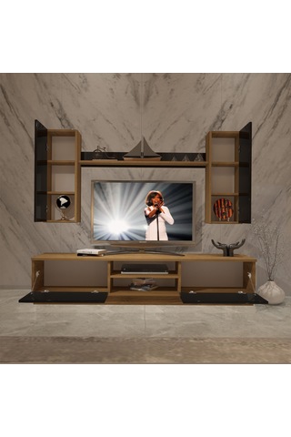 Decoraktiv Eko 5db Mdf Dvd Tv Ünitesi Tv Sehpası Pera - Siyah