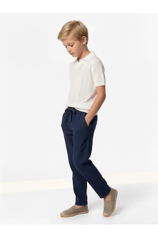 Zekids Erkek Çocuk İnce Triko Yakalı Tasarım T-shirt-17167 Beyaz