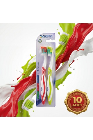 Safia 1+1 Yetişkin Diş Fırçası 10lu