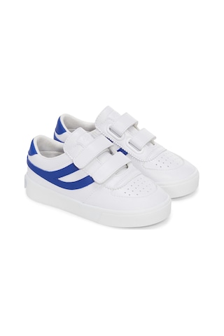 Superga 2846 Kids Seattle Straps Vegan Faux Leather Çocuk Unisex Beyaz-mavi Bileksiz Sneaker Beyaz-mavi-317