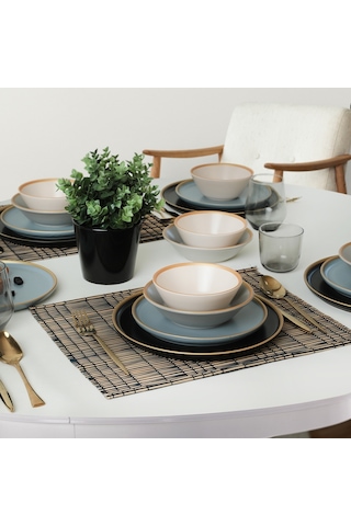 Keramika Safir Gri Yemek Takımı 6 Kişilik 24 Parça 624-995