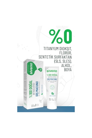 Siveno Doğal Diş Macunu Beyazlatıcı Nane Ferahlığı Florürsüz 65 Gr