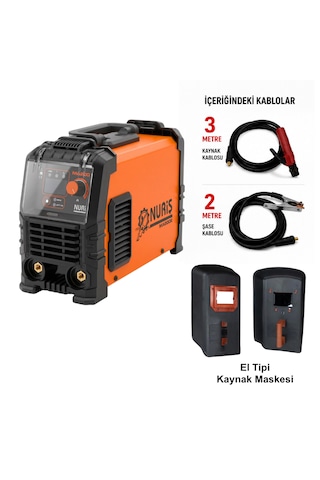 Nuriş Ma200e İnverter Kaynak Makinesi + El Kaynak Maskesi Camı Dahil