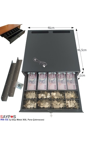 Montaj Askılı İç-dış Ful Metal 5 Banknot Para Çekmecesi 46x46x11