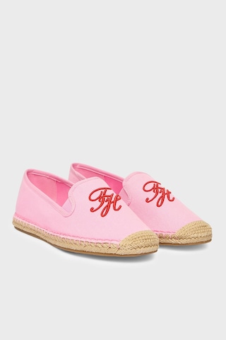 Tommy Hilfiger Logolu Nakış İşlemeli Kanvas Espadril Ayakkabı Kadın Ayakkabı Fw0fw09240 Tor Pembe