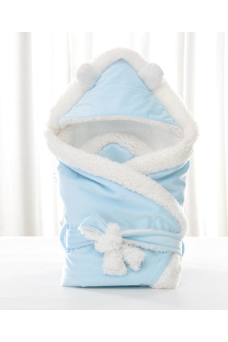 Süper Yumuşak Yenidoğan Uyku Tulumu Lambswool Battaniye Düz Renk Bebek Kundak Battaniyesi Açık Mavi