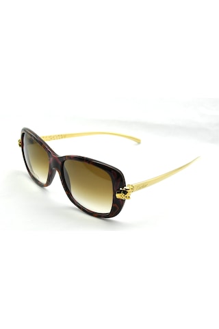 Cartier F Butte Rfly Gold Cat Eye Kahvarengi Kırmızı Altın Kedi Gözü Bayan Güneş Gözlüğü T8200937 Altın - Siyah