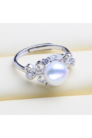 Beyaz Lsooyh Bohemia Doğal Tatlı Su Inci Yüzükler Kadınlar Için Moda Kadın Kübik Zirkonya Yüzük Fikir Hediye Beyaz