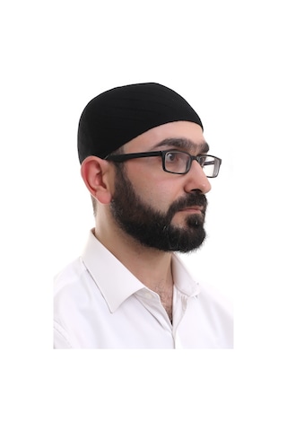Siyah Kışlık Çapraz Desenli Dokuma Takke Siyah