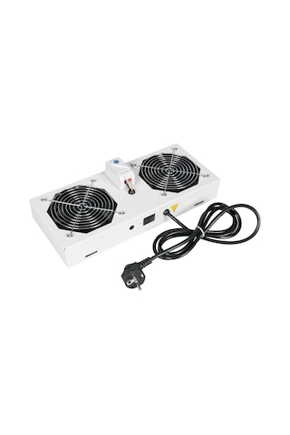 Lande 2 Li Fan Modülü Termostatlı, Switchli Anahtarlı Duvar Tipi Açık Gri Ral 7035