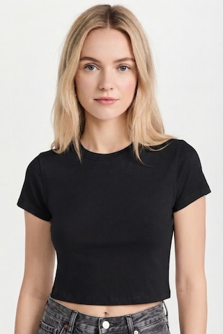 Mistirik Pomonte Model Body Pamuklu Esnek Kumaşlı Kısa Kollu Basic Comfort Crop Siyah Renk