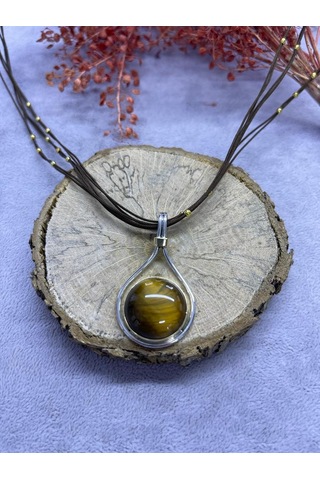 Nsa Gümüş Kaplan Gözü Taşı 925 Ayar Doğal Taş El İşi Gümüş Set