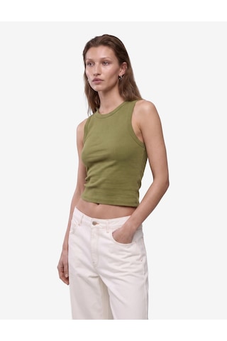 Koton Pamuklu Kaşkorse Slim Fit Kolsuz Bisiklet Yaka Fitilli Atlet Yeşil 7wak10011ek
