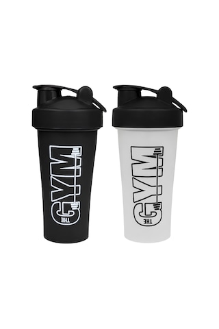 Gym Shaker 650 Ml Ölçekli Sızdırmaz Kapaklı Protein Shaker 2'li Set Siyah+şeffaf Siyah-şeffaf