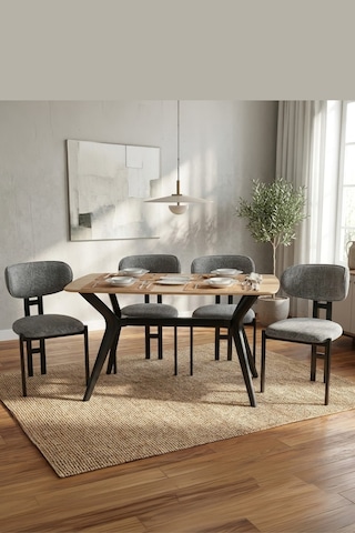 Dfy105 120x80 Mdf Mutfak Masası Modern Dikdörtgen 4 Kişilik Yemek Masası Fonksiyonel Sabit Masa Koyu Ceviz - Siyah