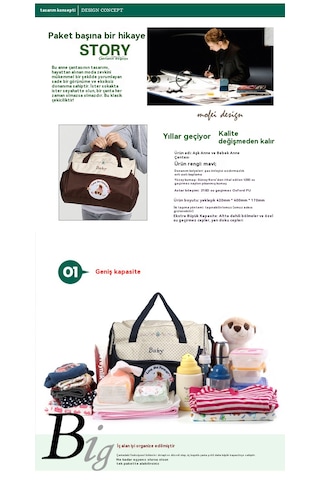 Çok Amaçlı Moda Anne Çantası  - Lacivert 1001 Lacivert