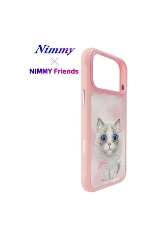 Nımmy Friends 17 Pro 3d Nakış İşlemeli Ragdoll Kedi Desenli Büyük Göz Serisi Metal Çerçeveli Düz Kılıf Pembe Çok Renkli