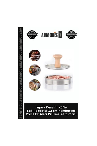 Izgara Desenli Köfte Şekillendirici 12 Cm Hamburger Press Ev Aleti Pişirme Yardımcısı Belirtilmemiş