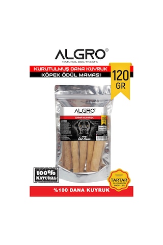 Algro Kurutulmuş Dana Kuyruk Çiğneme Kemiği Köpek Ödülü 120 G