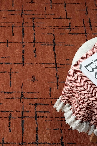 Gaia Kiremit Halı Yıkanabilir Kaymaz Taban Şönil Kilim Dokuma Pamuk Taban Kilim 10118 Kiremit