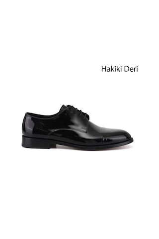 Diğer Erkek Siyah Rugan Bağcıklı Kösele Taban Hakiki Deri Klasik Ayakkabı Ddma84527208