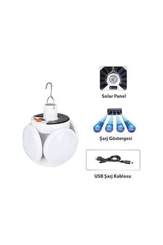 Solar 5 Kanatlı Kamp Lambası Beyaz