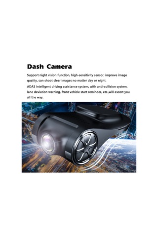 Youtek Siyah Araç Usb Navigatörü: Adas Güvenlik Yardımı, 720p Gözlem Kamerası, 140 Açı, F2.0 Lens, Gece Görüşü, Çoklu Dil Desteği