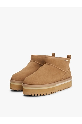 Tommy Hilfiger Tjw Flatform Snow Boot Suede Kadın Yeşil Bot - En0en02841