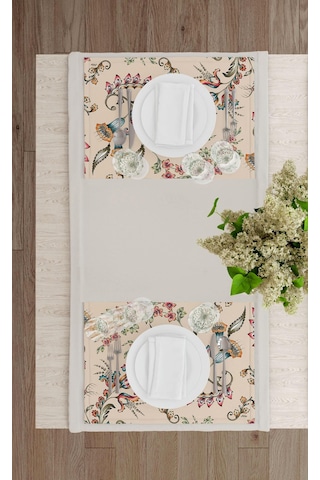 The Mia Flower- 2 Amerikan Servis 6 Lı  Set - 50 x 35 Cm Çok Renkli