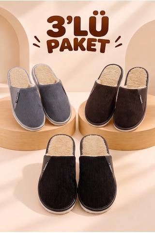 Stwenn 3 Lü Avantajlı Paket Kışlık Peluş Desenli Sessiz Ortopedik Taban Çeyiz Misafir Ev Terliği Set 3 Lü Mario