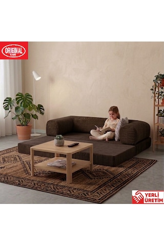 Pleasant K180x90 Sünger Kanepe Modüler Kadife Kumaşlı Koltuk Kahverengi