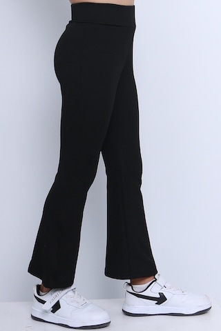 Kız Çocuk Tayt İspanyol Paça Düz Renk D17 Siyah