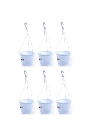 Omnipazar So-sm02 Safir Makrome Askılı Balkon Saksı 3.4 Lt Beyaz 6 Adet