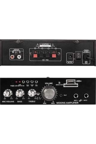 Magıcvoıce Mv-22560 2x20w 4-8 Ohm Usb/sd Girişli Bluetoothlu 2 Mikrofon Girişli Trafosuz Stereo Mini Anfi 4741
