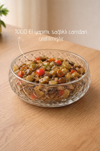 El Yapımı Cam, 4'lü Set Küçük Boy Yıldız Model Meze Kasesi - Kase Seti Şeffaf