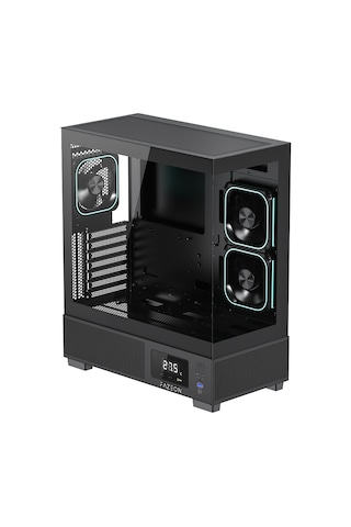 Fazeon F15 750w 80+ Bronze Tempered Glass Mesh 3x120mm Lcd Ekranli Argb Fanli Usb 3.0 Siyah Atx Bilg