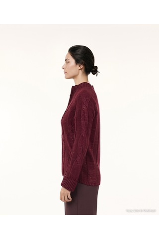Yargıcı Regular Dik Yaka Uzun Kol Hırka 26kktr2047x 016 Bordo