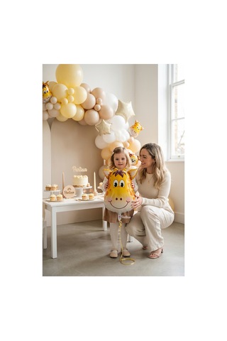 Safari Zürafa Kafa Folyo Balon 25x45 Cm Safari Temalı Çocuk Doğum Günü Parti Süsü Çok Renkli