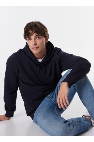 Limon Lacivert Erkek Kapüşon Relaxed Düz Sweatshirt L4wm-swt9501