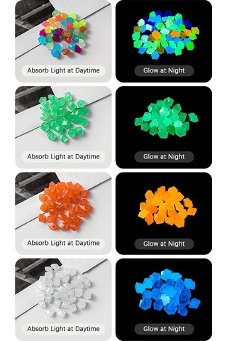 Trendooze Parlak Yeşil Aydınlatmalı Akvaryum Taşları 100 Adet Dekoratif Taş Seti