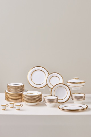 Karaca Royal Bone Charlotte 55 Parça 12 Kişilik Yemek Takımı Gold